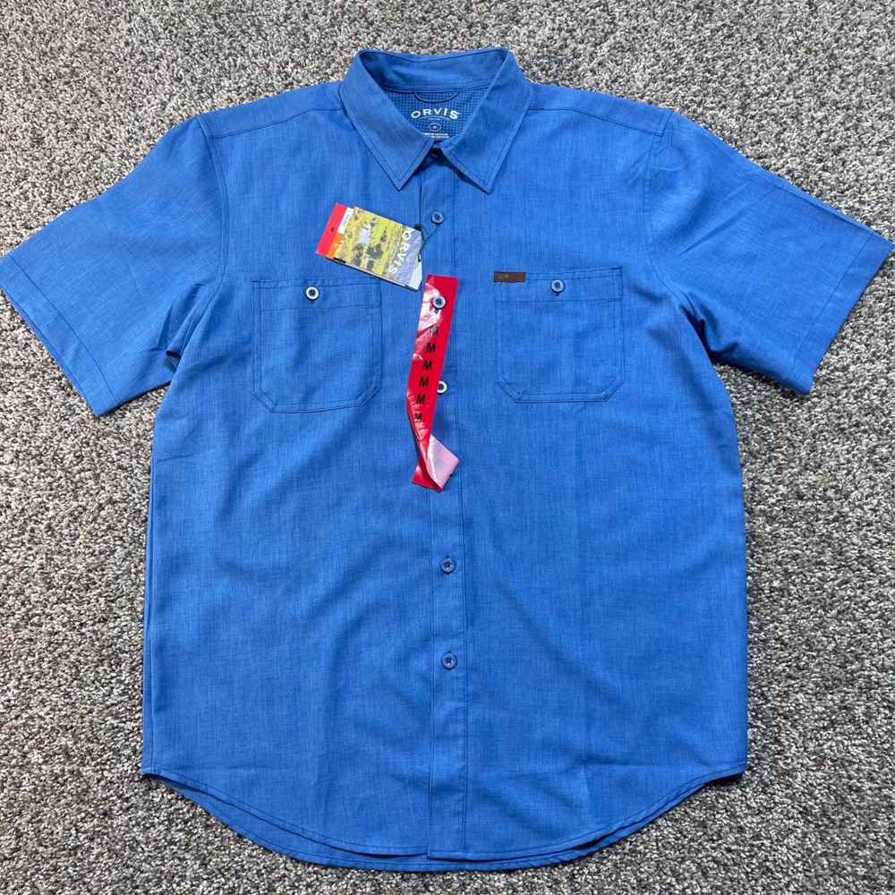 Orvis Mens M Short Sleeve Button Down Shirt 2 Pack Blue Grey Classic Collection‎ - Picture 7 of 9